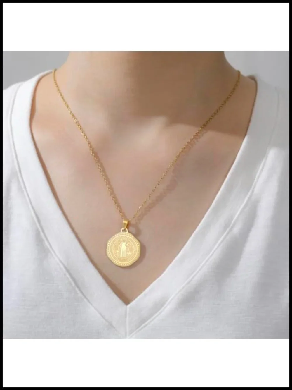 Stainless Steel Saint Benedict Medal Pendant Necklace Christian Catholic